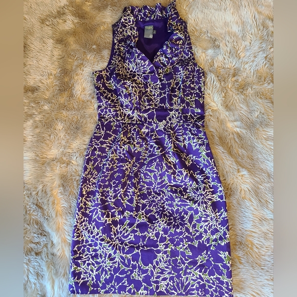 Taylor Dresses & Skirts - Taylor Size 8 Fitted Sleeveless Purple Business Church Work Dress Ruffle Collar